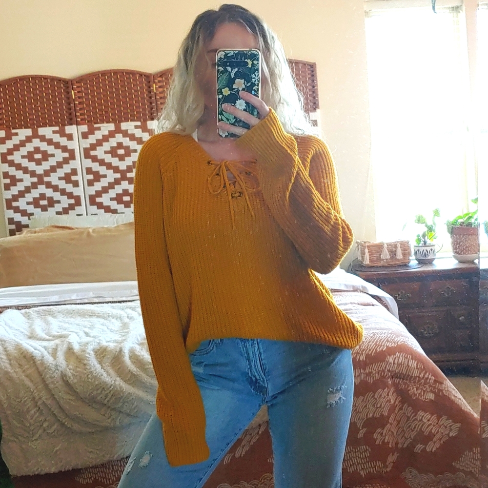 Lace-up Sweater